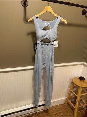 Forever 21 Pale Blue Cutout One-Piece Jumpsuit